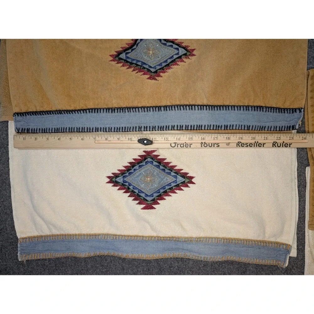 Avanti Towel Set Of 6 Southwest Aztec White & Tan Towels Bath, Hand & Wash Cloth